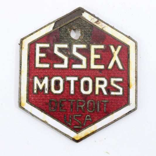 Essex Motors Detroit Red & White Metal Automobile Emblem Badge 2"