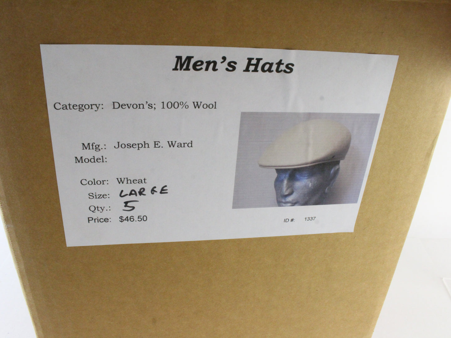 Joseph E Ward London Mens Wheat Tan Wool Felt Devon Hats MULTIPLE SIZES