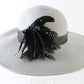 George Z'amaul New York Ladies Alabaster Gray Felt Hat W/ Feathers 7 1/8 57cm