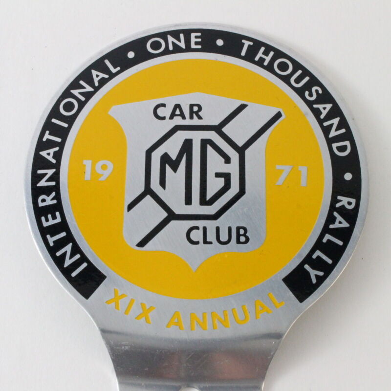 MG Car Club International One Thousand Rally 1971 4.75" Metal Emblem Badge