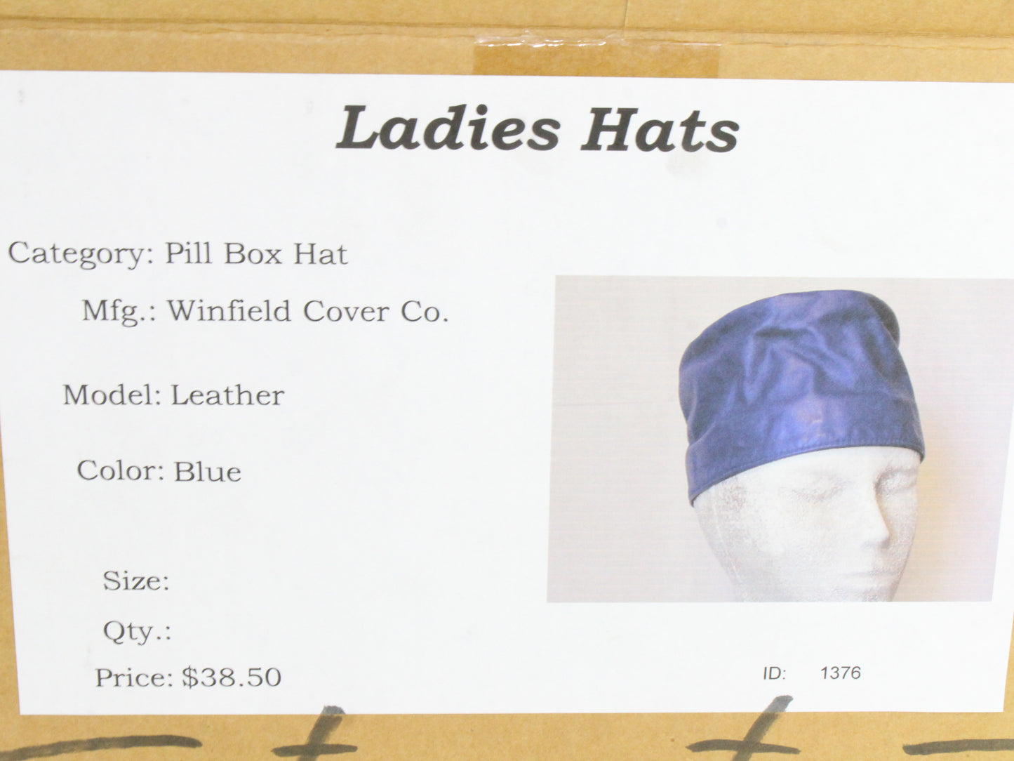 Winfield Cover Co Ladies Royal Blue Genuine Leather Pillbox Cap MULTIPLE SIZES