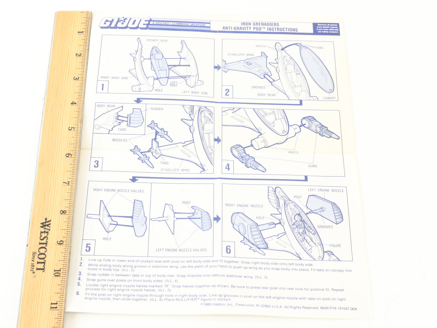 Destros Iron Grenadiers Anti Gravity Pod Instruction Sheet GI Joe COBRA Hasbro