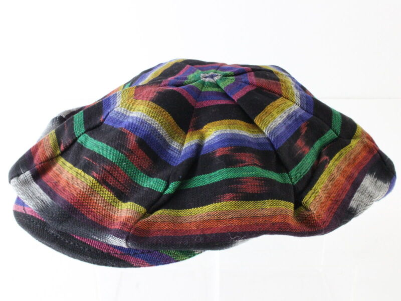 Mens Multicolor Eight Quarter Cap W/ Orange And Green XL Rainbow Style