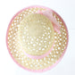 Sonni of California Ladies Boutique Natural Tan Straw Hat W/ Pink Trim 7 56cm
