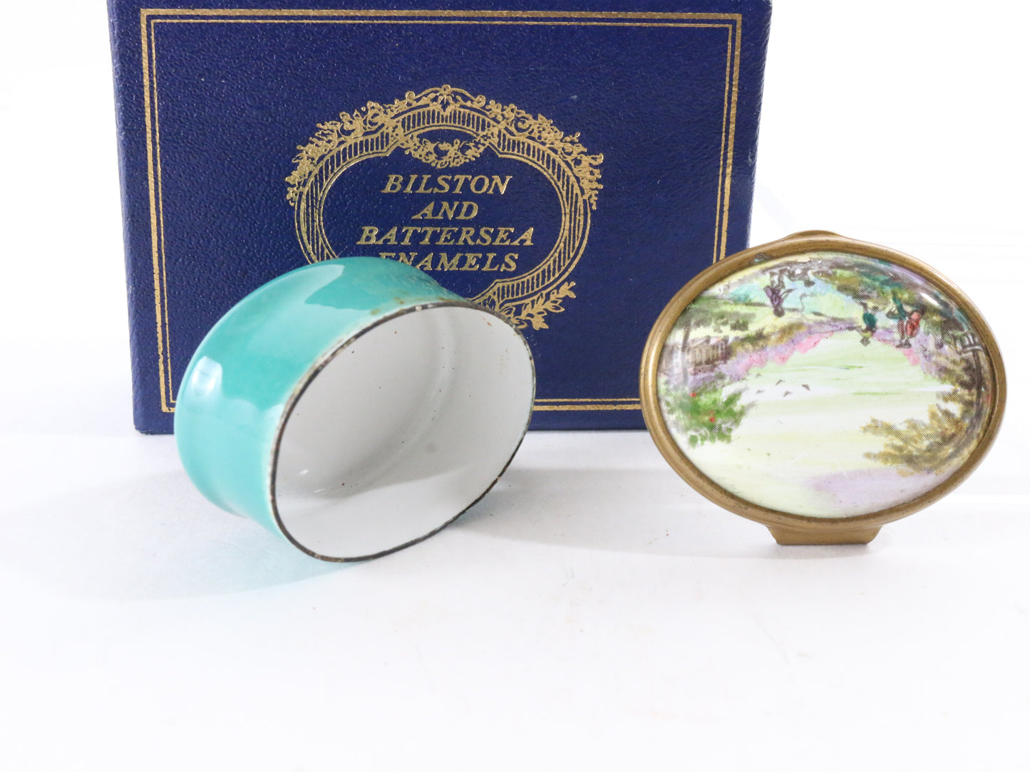 Halcyon Days Enamel Trinket Box The Pastoral Box Bilston & Battersea