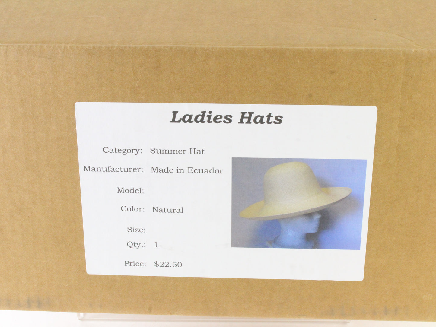 Ladies Boutique Elegant Natural Straw Summer Hat 7 1/8 57cm