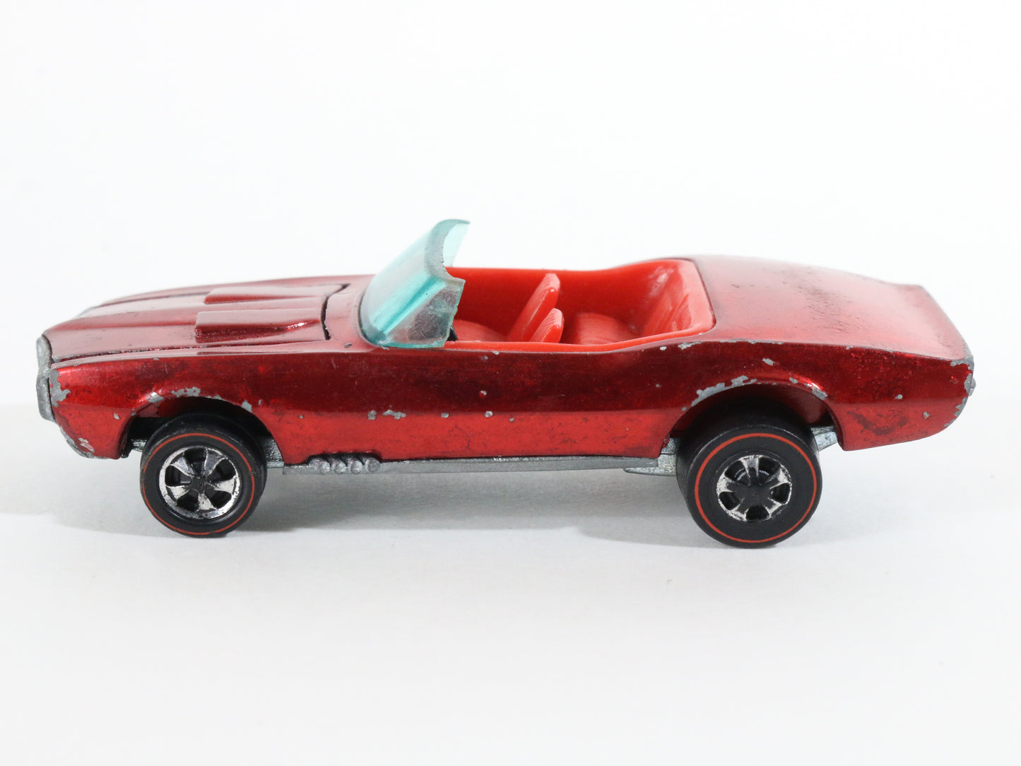 Vintage Hot Wheels Redline Custom Firebird Red Int. Mattel 1967 Hong Kong W/ Pin