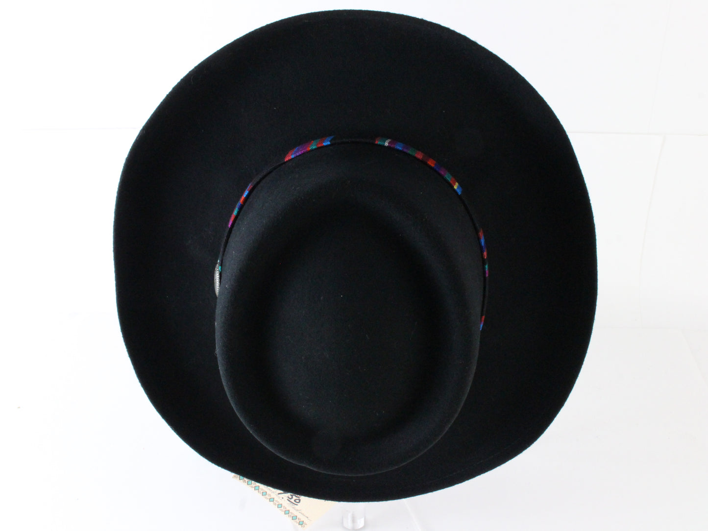 Fiesta Santa Barbara Mens Black Felt Cowboy Hat W/ Black Multicolor Band 7 56cm