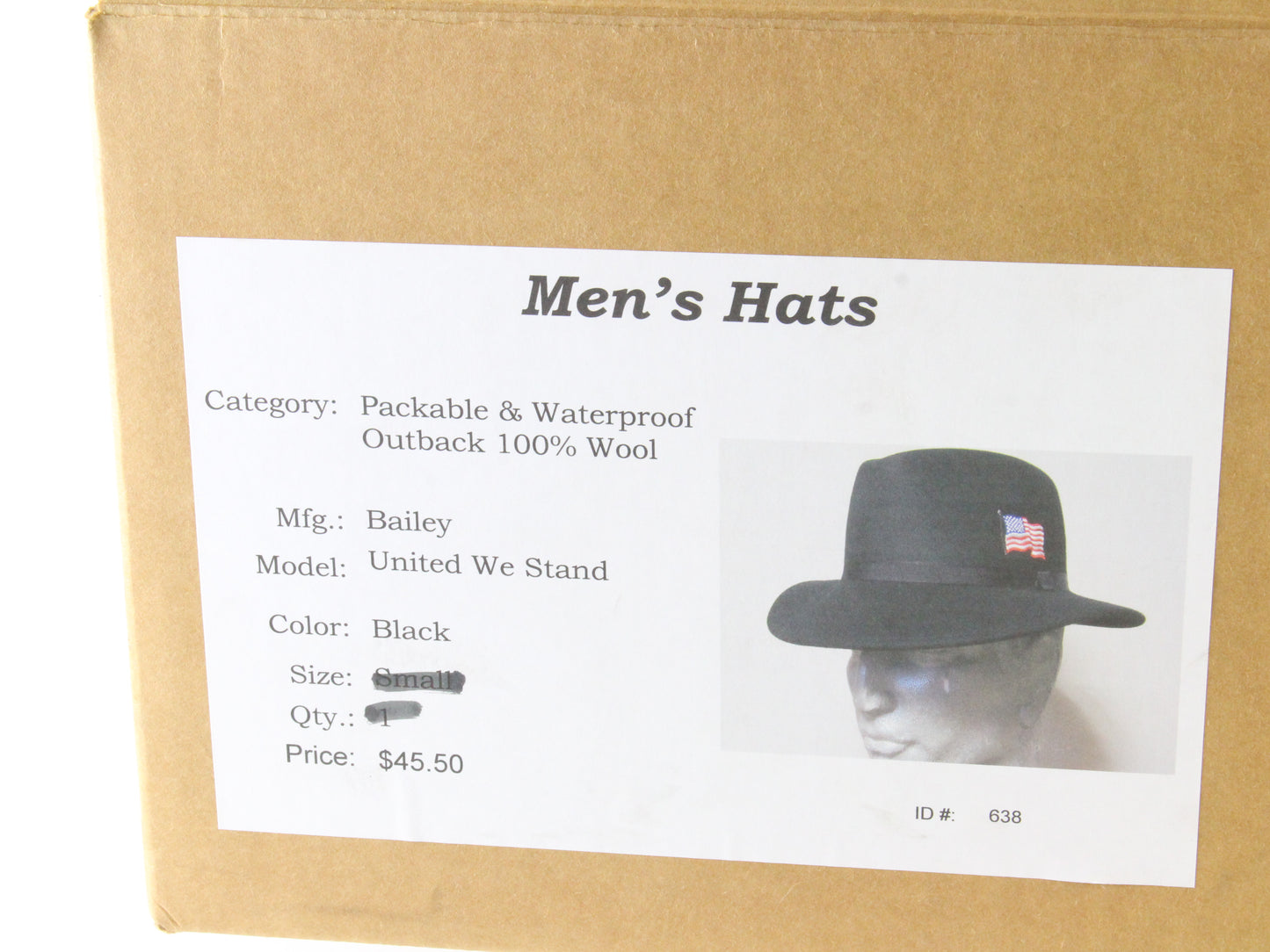 Bailey United We Stand Mens Water Resistant Wool Felt Outback Hat MULTIPLE SIZES