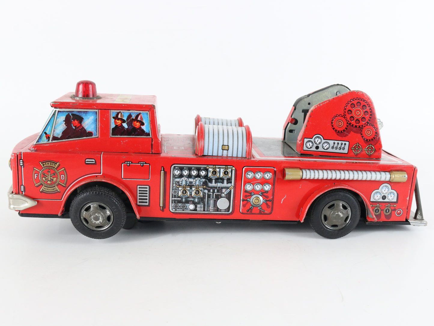 Vintage Yonezawa Tin Metal Litho Fire Truck Sh H-5971 Missing Ladder