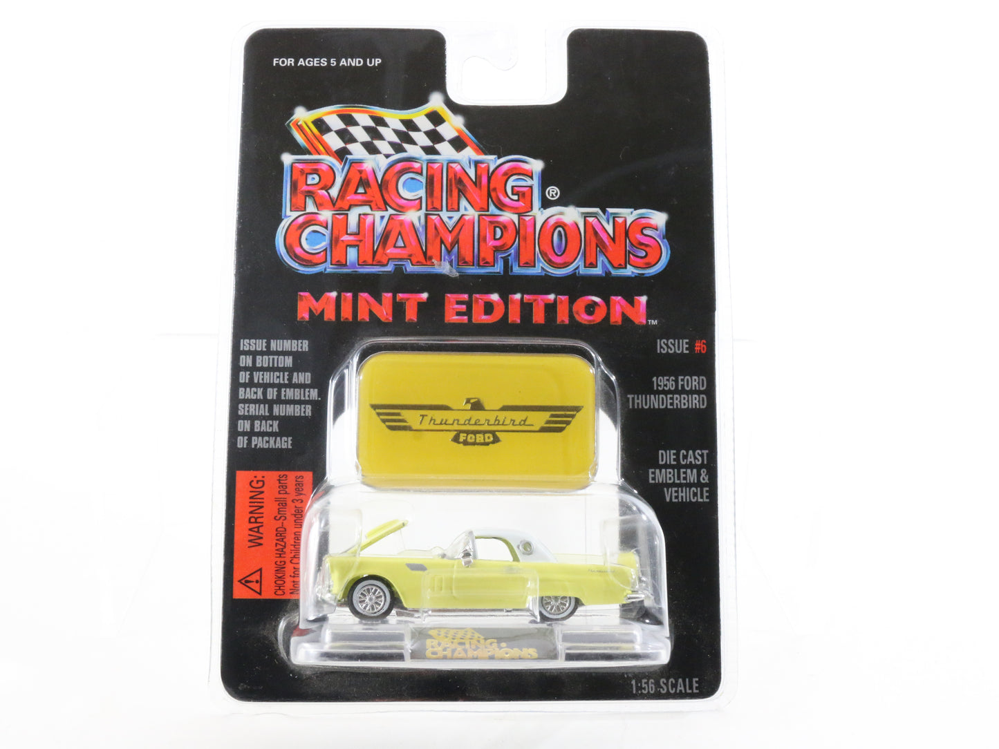 1956 Ford Thunderbird #6 Racing Champions Yellow Mint Ed 1:56 Scale Diecast Car