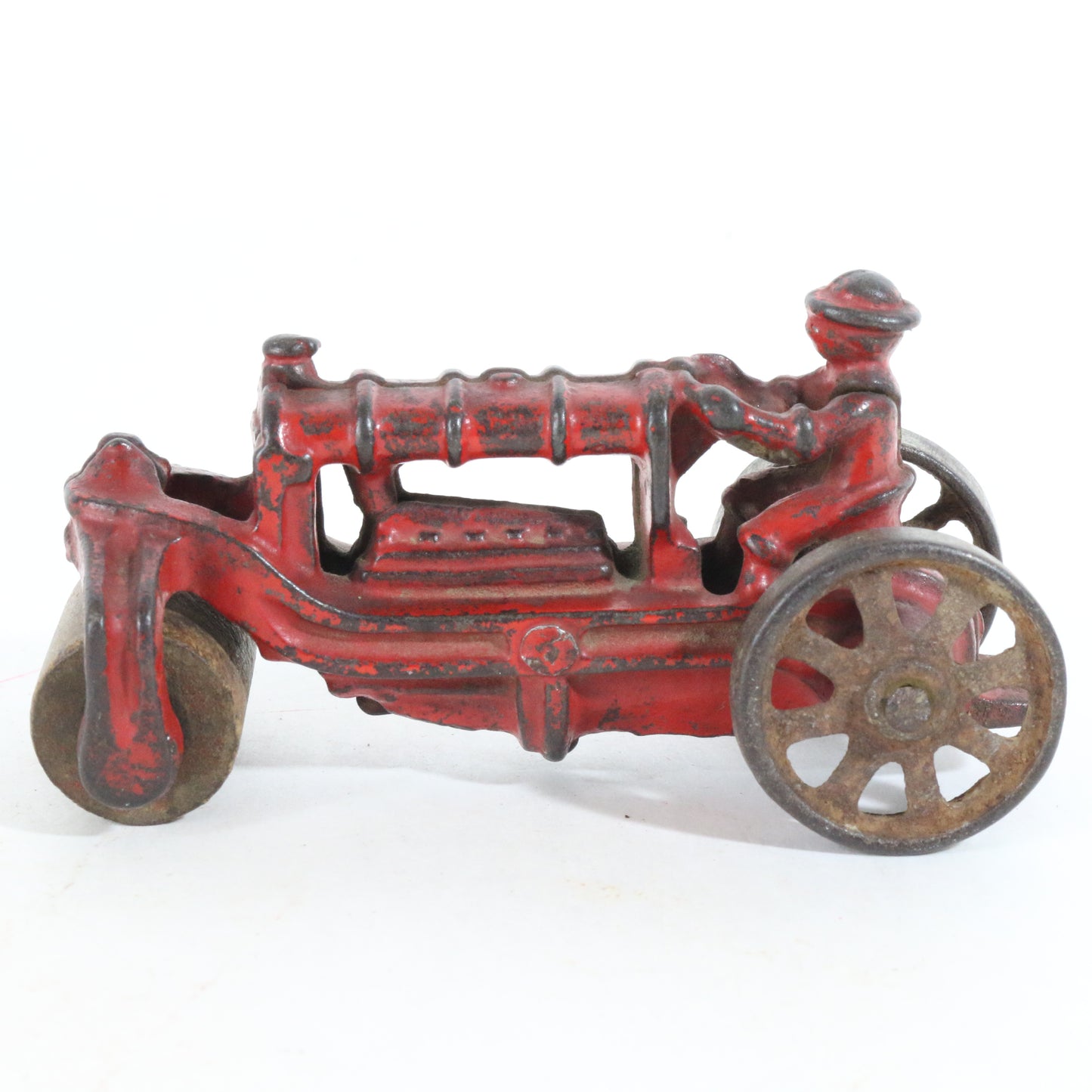 Vintage Red Steam Roller Tractor Farm Model AC Williams Cast Iron 4"