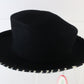 Frank Olive Ladies Black Felt Pinched Crown Hat W/ Zebra Print Trim 7 56cm