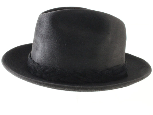 Biltmore Eleganza Raleigh Mens Classic Black Felt Fedora w/ Band 6 5/8 53cm