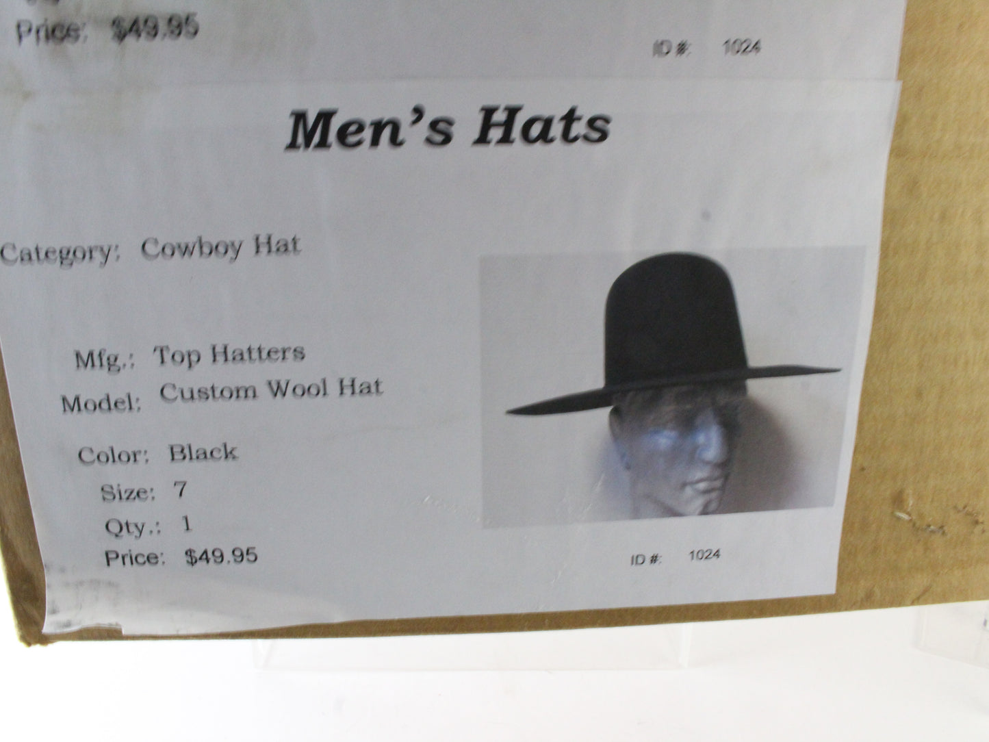 Top Hatters Mens Custom Wool Cowboy Hat MULTIPLE SIZES