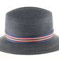 Biltmore Mens Classic Navy Blue Straw Milan Fedora W/ Pin Stylish Band 7 56cm