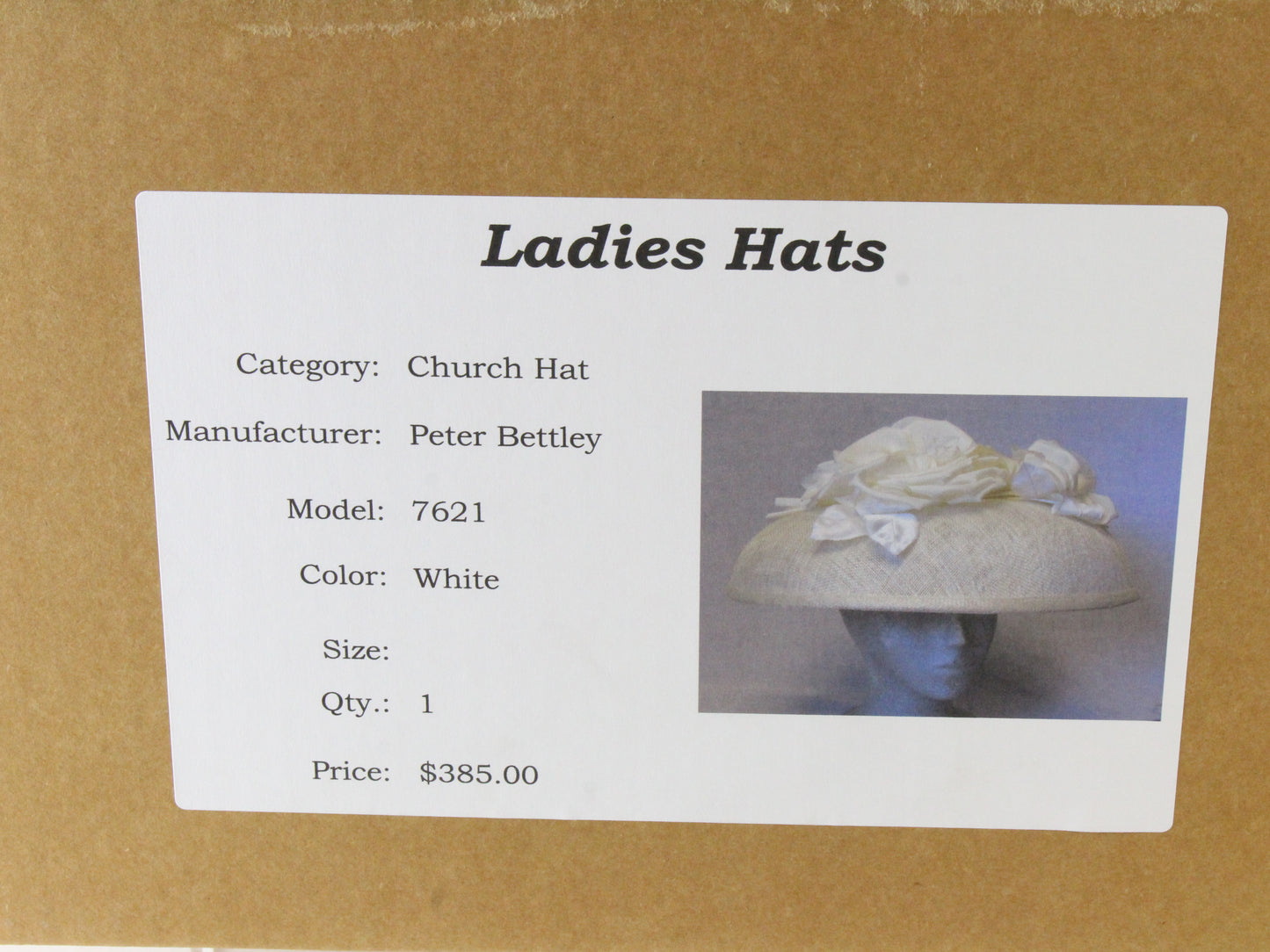 Peter Bettley London Ladies Boutique White Straw Hat W/ Flowers 7 56cm