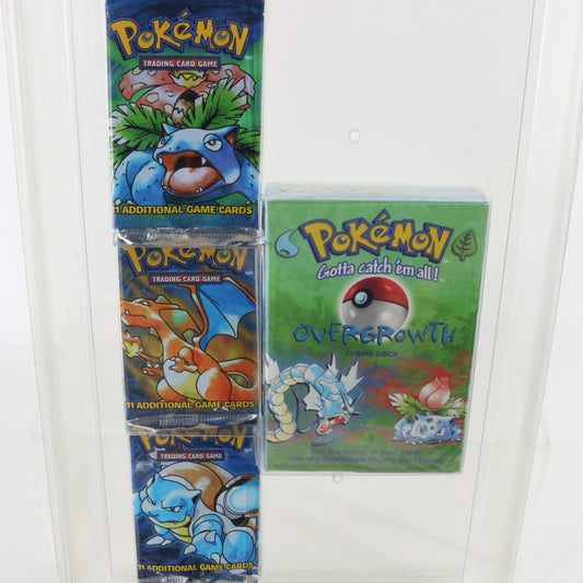 1999 Pokemon Overgrowth Deck SEALED 4 Pack Costco Set + Unlimited Booster Packs