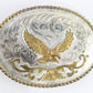 Silver & Gold Flying Eagle Vintage Metal Belt Buckle 4"