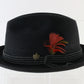 Royal Biltmore Gregory Mens Black Diamond Felt Fedora W/ Maple Pin 7 3/4 62cm