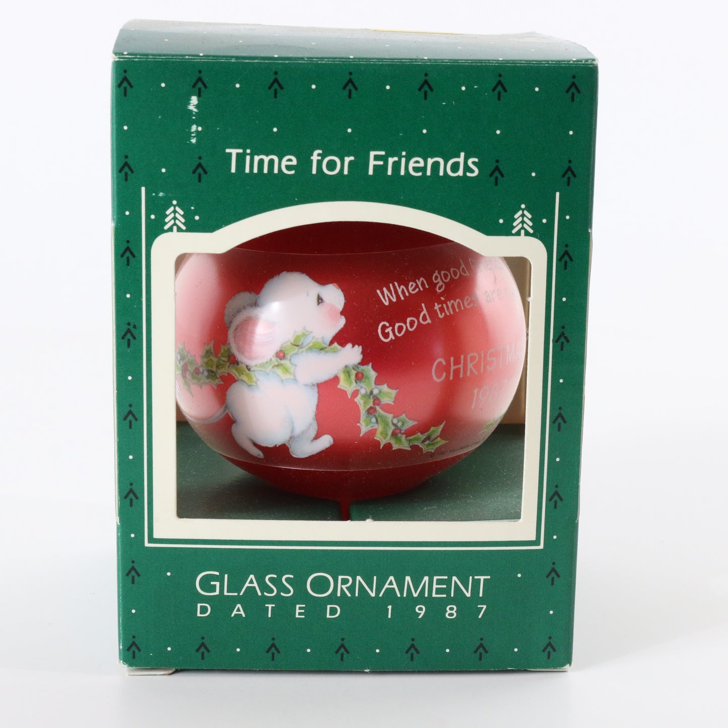 Hallmark Keepsake Good Friends Glass Vintage Christmas XMAS Tree Ornament 1987