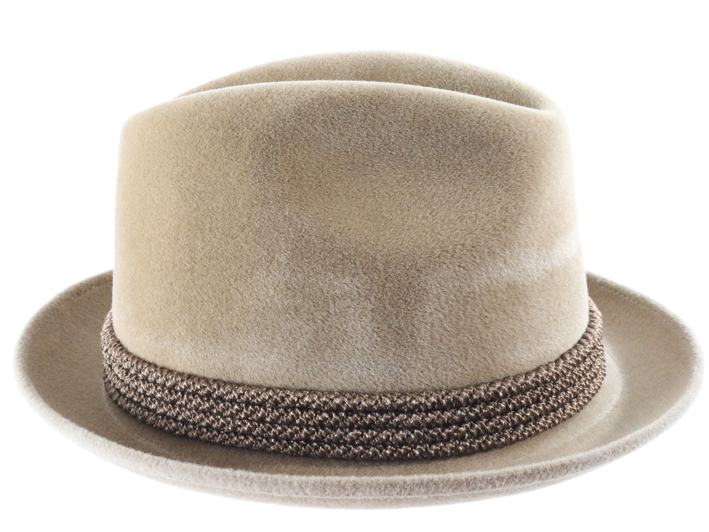 S&C Habig Wien Mens Classic Tan Felt Austrian Hat W/ Feather 54cm