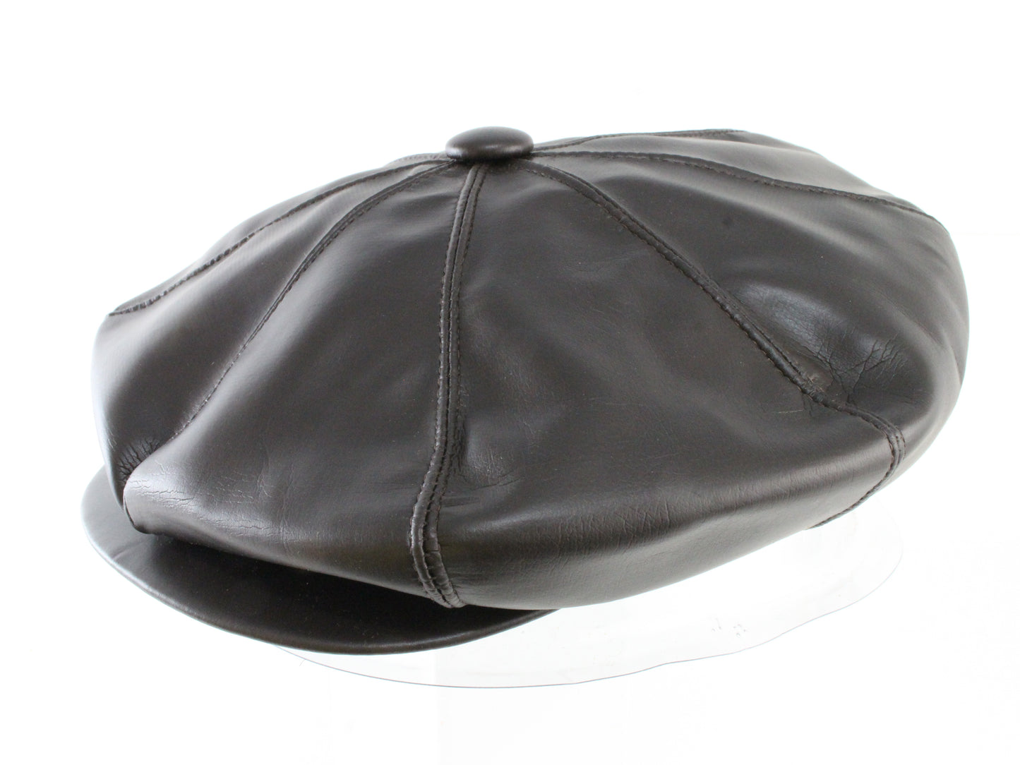 Mens Vintage Brown Faux Leather Eight Quarter Cap MULTIPLE SIZES