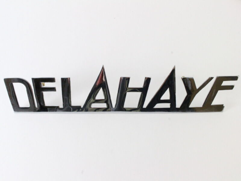 Delahaye Rear Chrome Script Original Piece 10.5" Medallion Emblem Badge