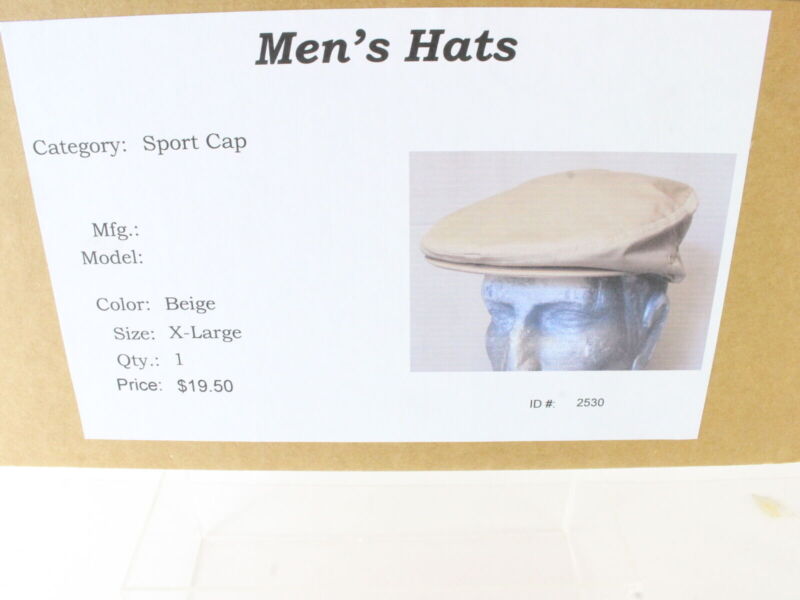 Mens Beige Ivy Cap Sport Cap w/ Side Air Vents Size: XL