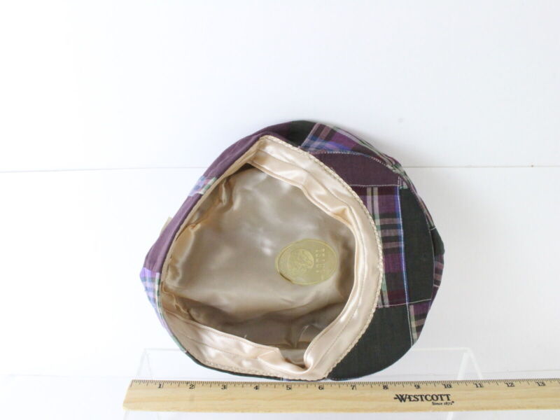 Artel Mens Purple Plaid Eight Panel Cap W/ Artel Sticker L