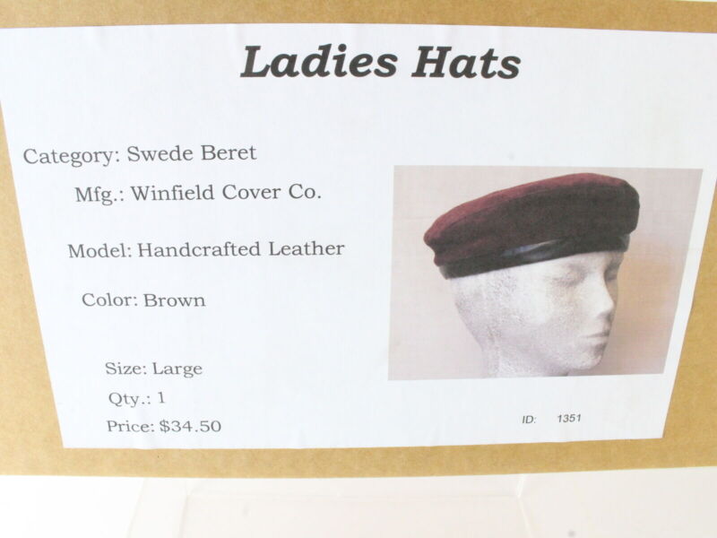 Winfield Cover Co Ladies Brown Swede Beret Size: L