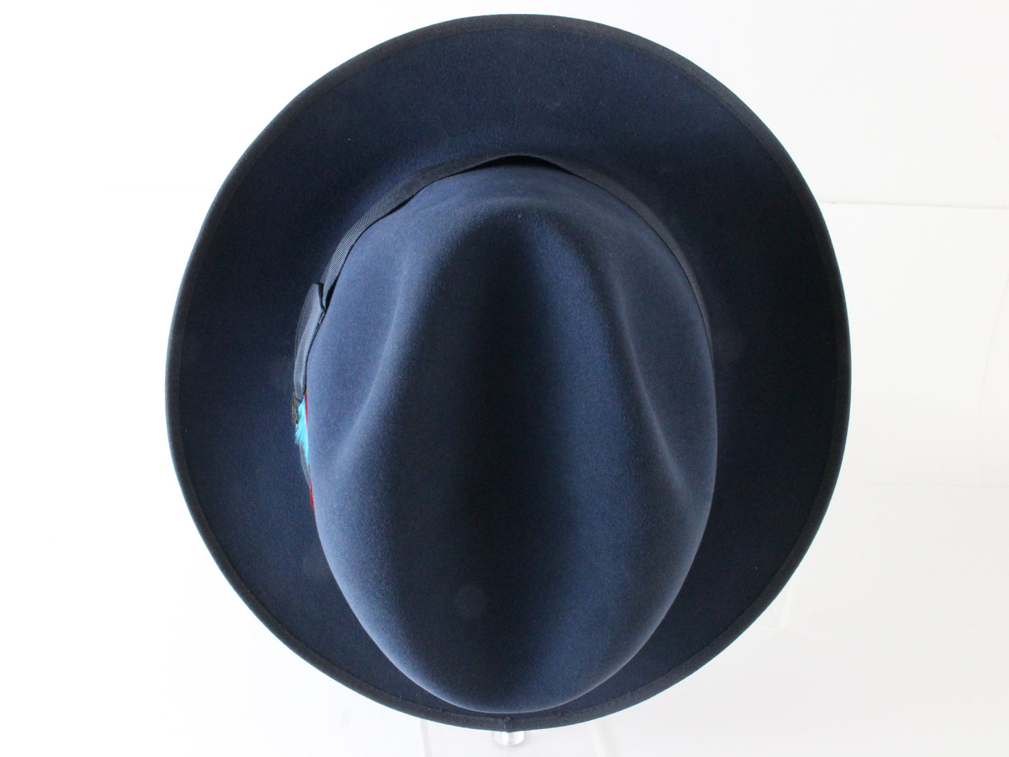 Biltmore Royal Mens Marina Blue Felt Fedora W/ Blue Feather MULTIPLE SIZES