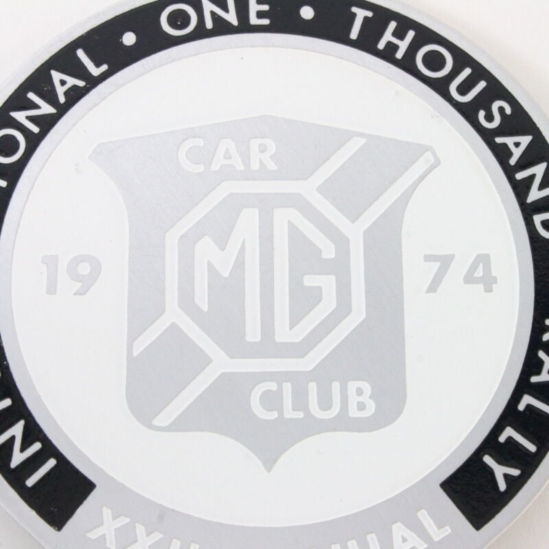 MG Car Club 1974 International One Thousand Rally Badge 3.5" Metal Emblem