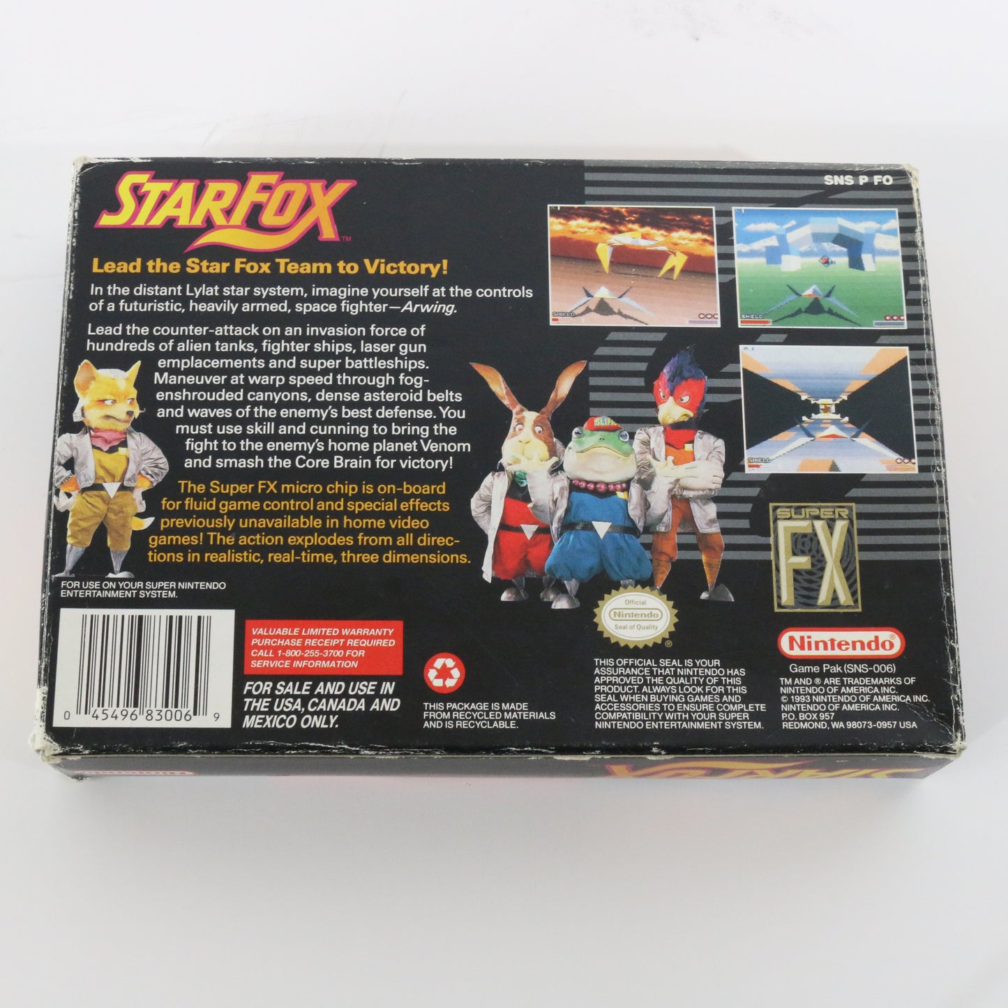 Star Fox Super Nintendo SNES SUPER FX Game Cartridge W/ Box 1993 Japan