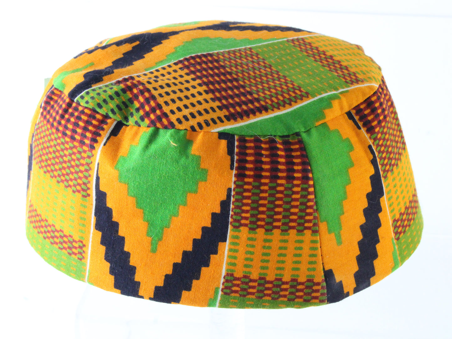 Mens Orange And Green Diamond Pattern African Cap MULTIPLE SIZES