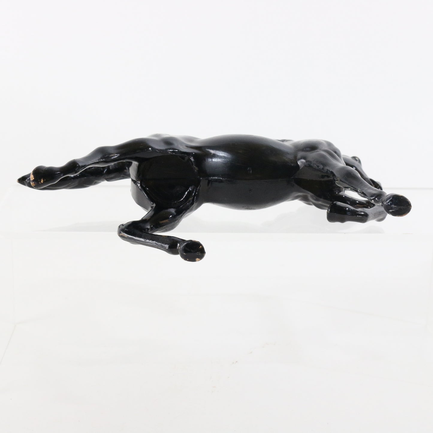 Vintage Black Running Plastic Horse Toy Figurine 6.5" Philippines