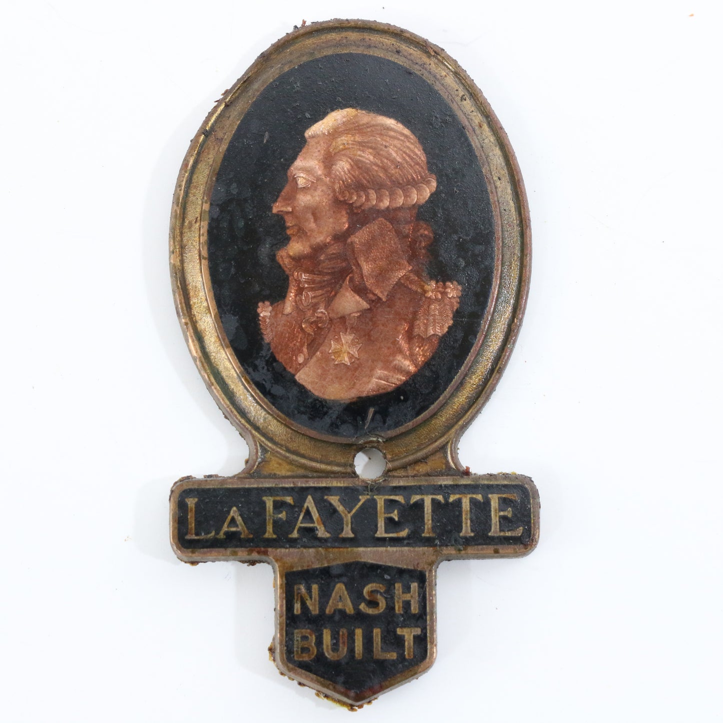 Lafayette Nash Built Antique Metal Automobile Emblem Radiator Badge 3"