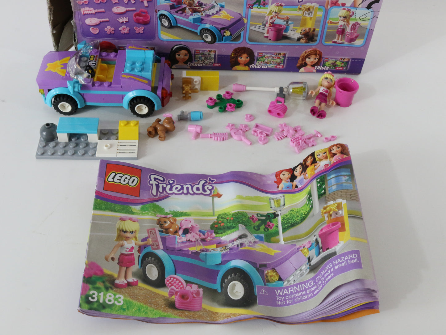 Lego Friends Stephanies Cool Convertible Mostly Built 3183 + Box Instructions