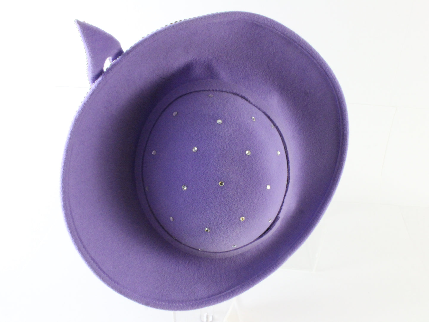 George Zamaul Couture Ladies Lilac Purple Felt Hat W/ Rhinestones 7 56cm