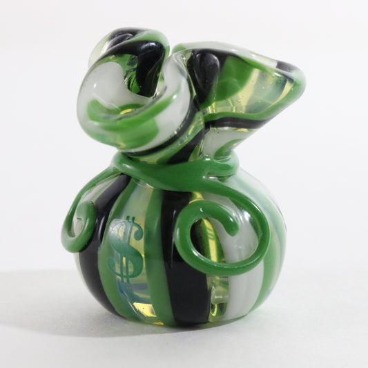 JAG Just Another Gallery Glass Money Bag Green Black & White #12 1.5"