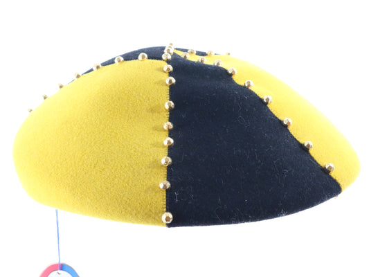 Mr John Classic Ladies Yellow and Black Wool Felt Hat W/ Beads 7 1/8 57cm