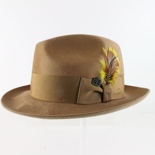 Vintage Top Hatters Fedora Eleganza Pecan Felt 6 3/4 54cm