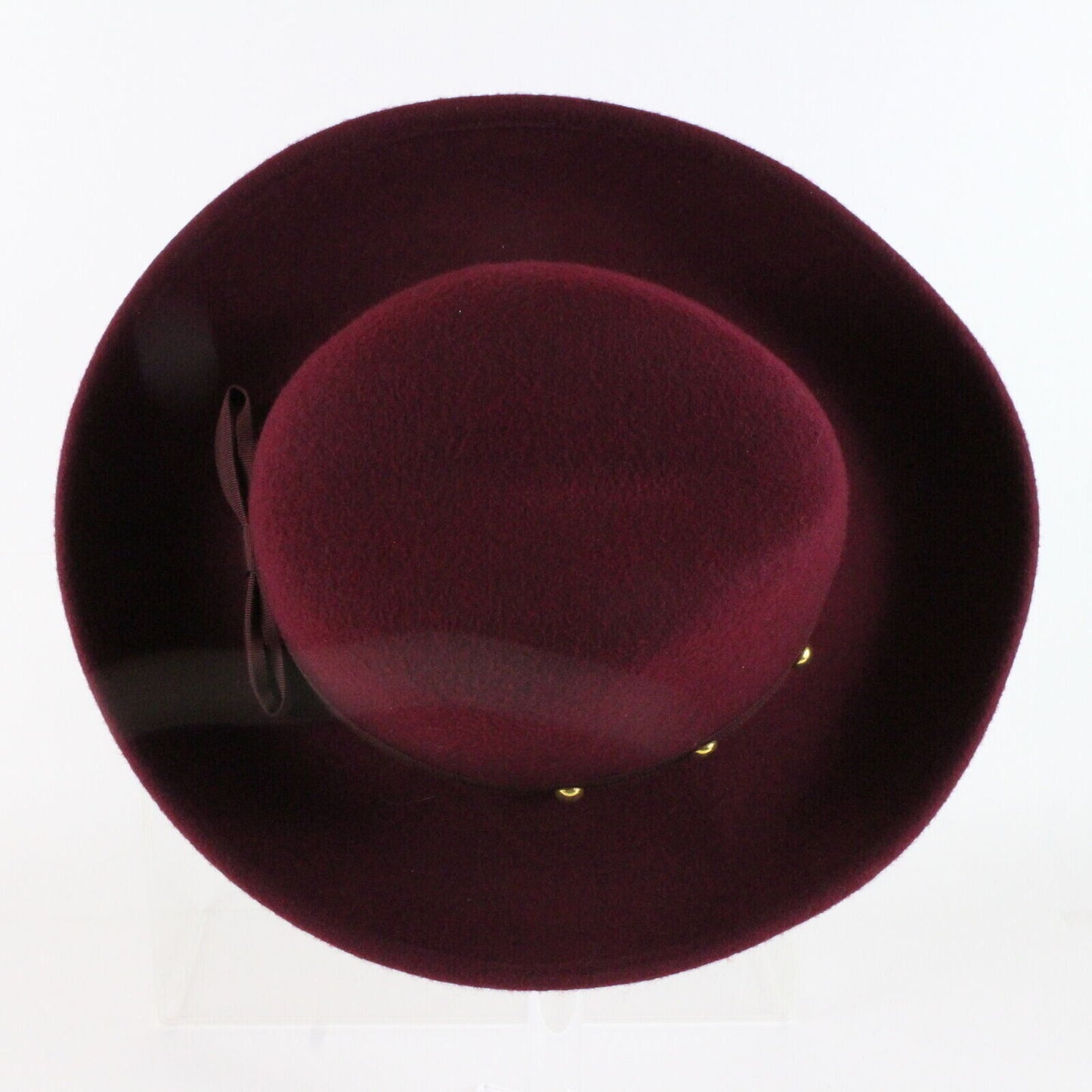 Vintage Sonni California Ladies Homburg Style Burgundy Wool Felt Usa 6 7/8 55cm