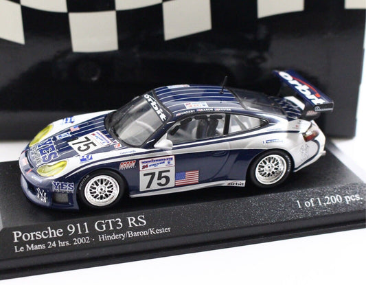 2002 Porsche 911 GT3 RS #75 Hindery Baron Le Mans Minichamps 1:43 Model Car