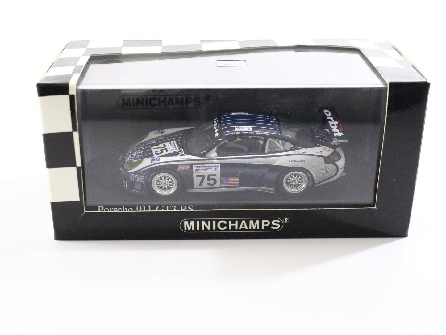 2002 Porsche 911 GT3 RS #75 Hindery Baron Le Mans Minichamps 1:43 Model Car