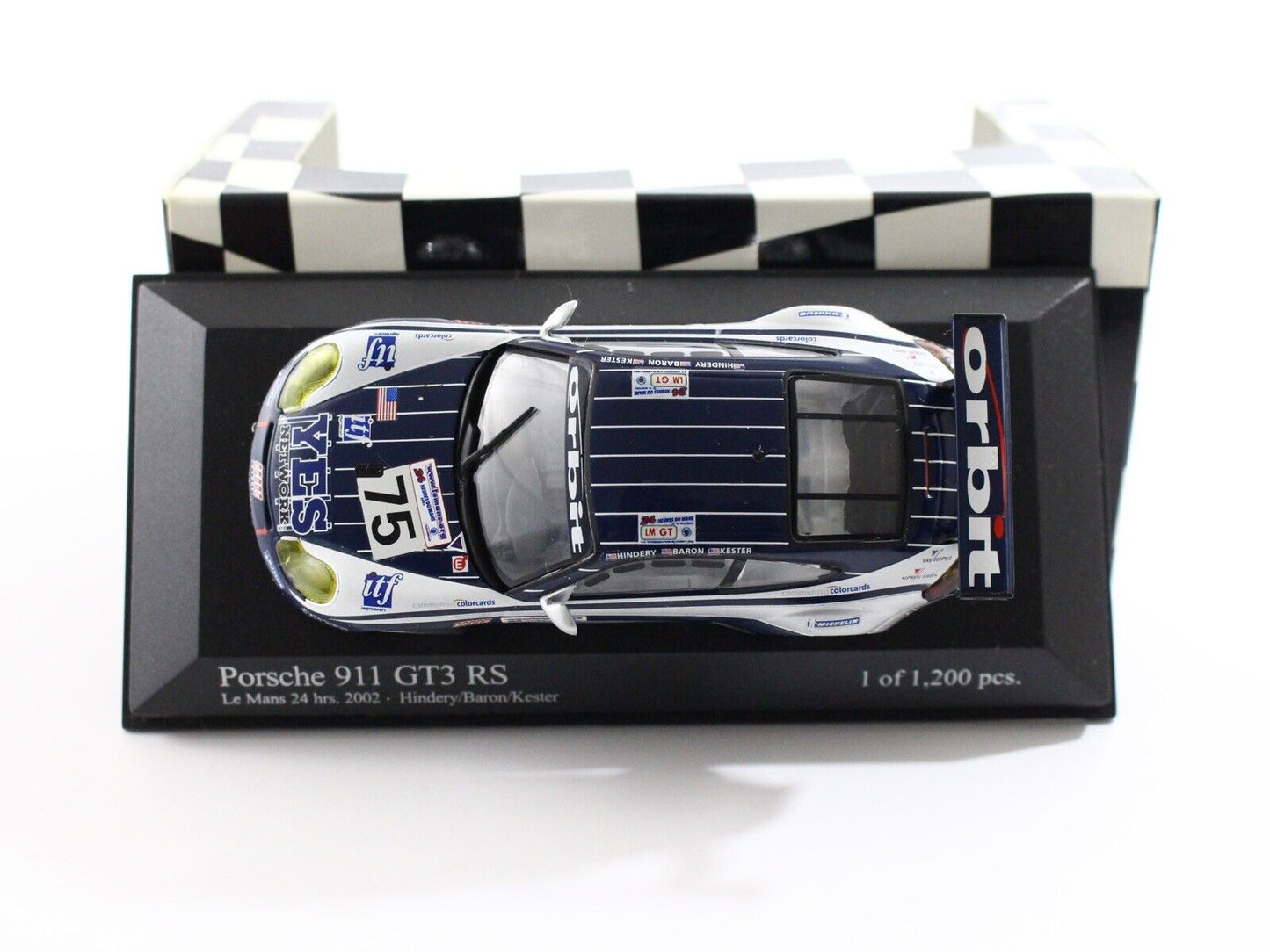 2002 Porsche 911 GT3 RS #75 Hindery Baron Le Mans Minichamps 1:43 Model Car