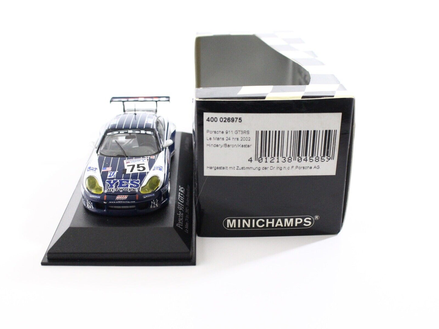 2002 Porsche 911 GT3 RS #75 Hindery Baron Le Mans Minichamps 1:43 Model Car