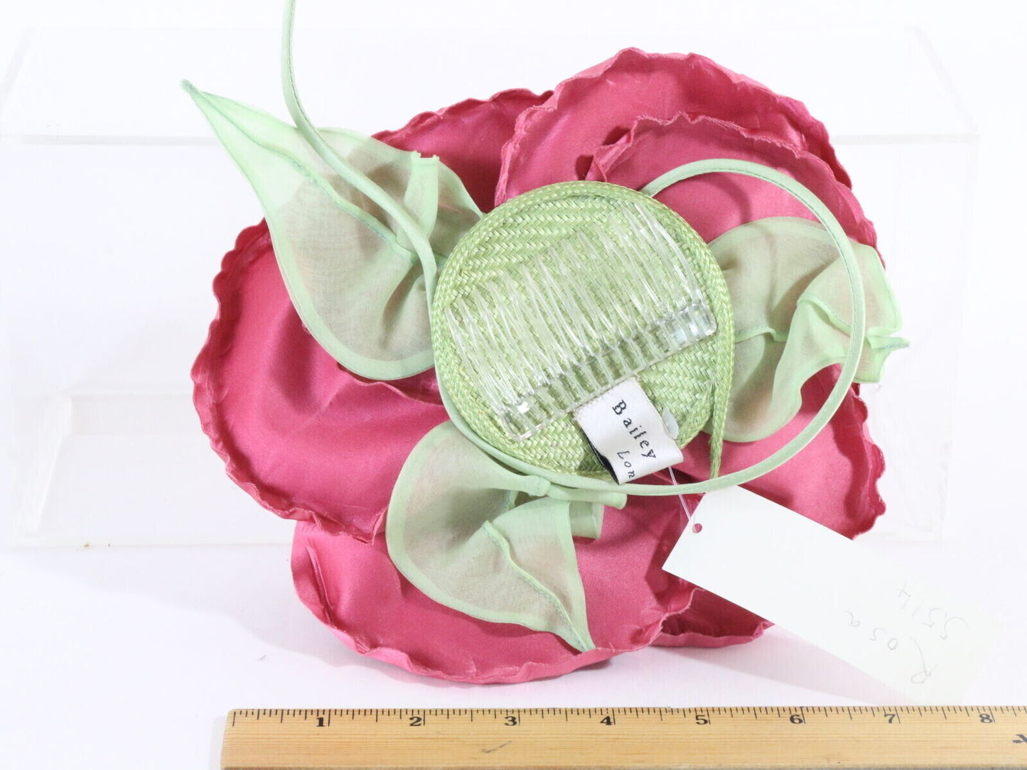 Vintage Bailey Tomlin Ladies Hair Accessory Rose Pink & Green