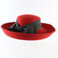 Sonni Wool Felt Red & Black Ladies Dress Hat Cartwheel 6 3/4 54cm