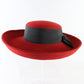 Sonni Wool Felt Red & Black Ladies Dress Hat Cartwheel 6 3/4 54cm